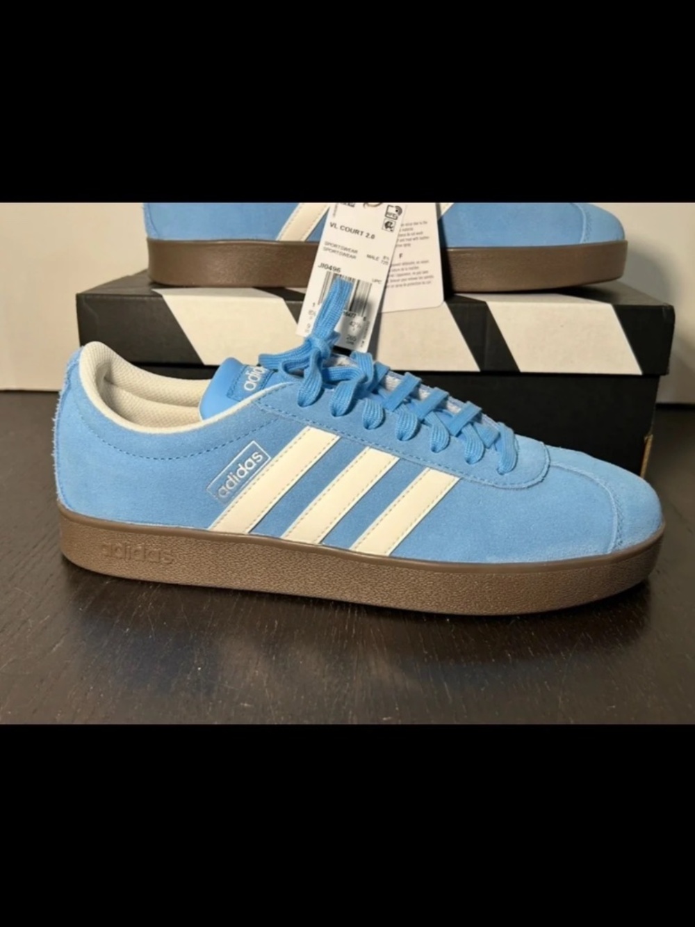 Adidas VL Court 2.0 Shoes Sneakers Semi Blue Burst Mens 9M